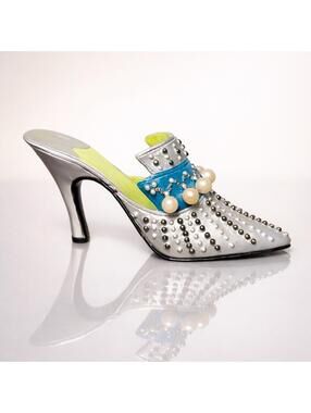 Popular Imports 1999 Victoria Mini Shoe If The Shoe Fits VD109 Silver Heel, 4x2”